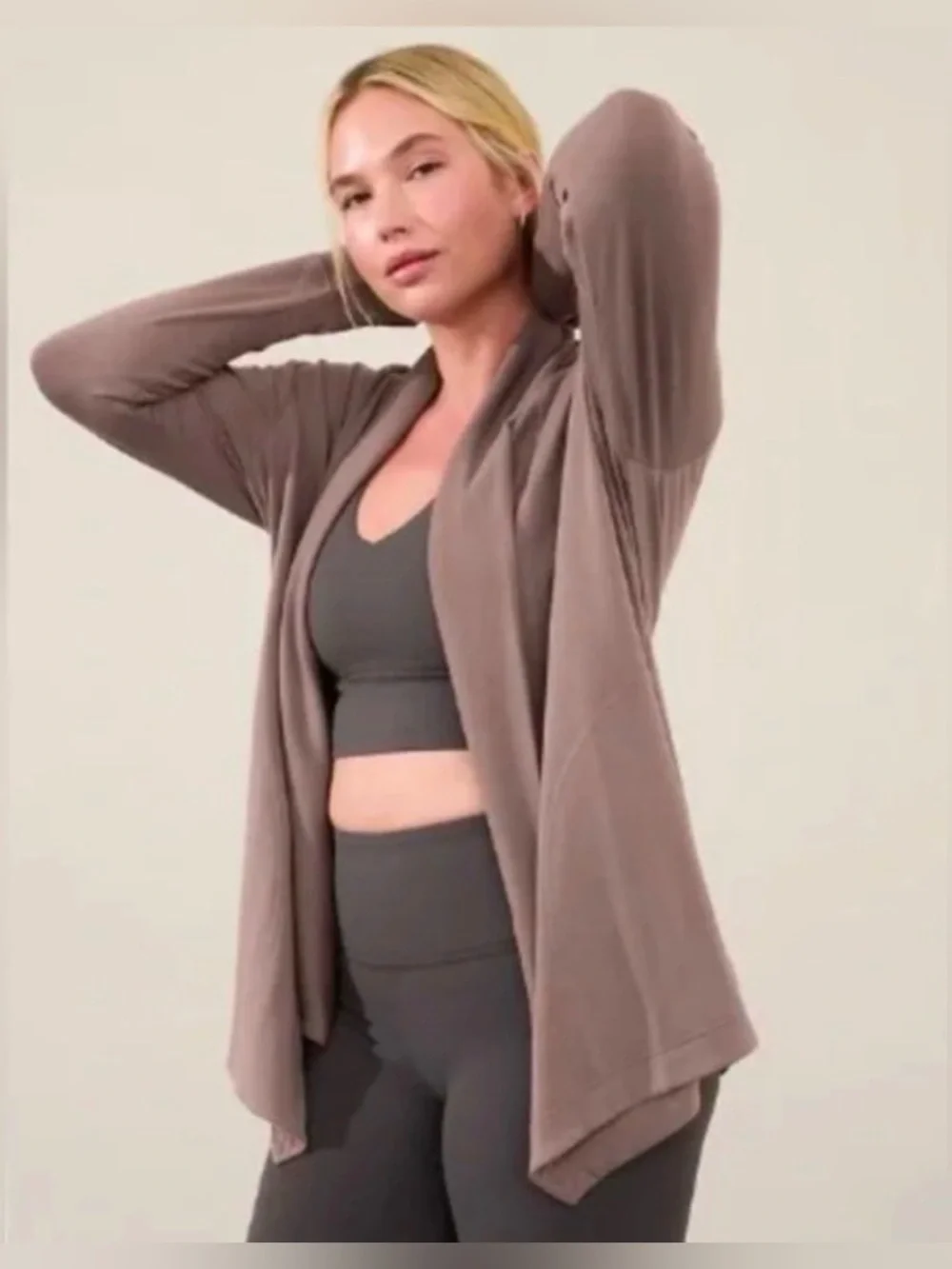 Athleta Pranayama Restore Wrap in Brown / Dusty Rose GUC